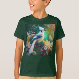 Camiseta Pássaro Branca de Teal Wing Jay Fantasy