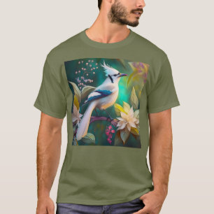 Camiseta Pássaro Branca de Teal Wing Jay Fantasy