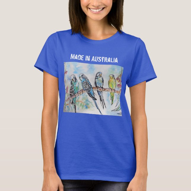 Camiseta Pássaro Budgerigar Ortográfico feito na Austrália (Frente)