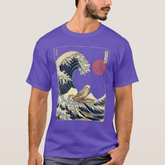 Camiseta Pássaro Budgie Kanagawa Onda de Surf Japonês amigo