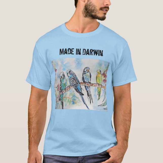 Camiseta Pássaro Bugerigar Ortográfico feito em Darwin T Sh (Frente)