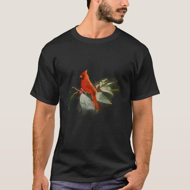 Camiseta Pássaro Cardinal Vermelho Selvagem (Frente)