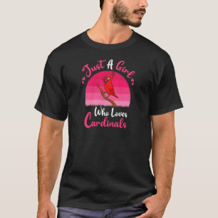 Camiseta Pássaro Cardinal Vintage Apenas Uma Garota Que Am