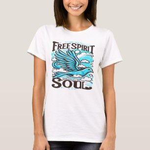 Camiseta Pássaro Céu com Espírito Livre e Alma