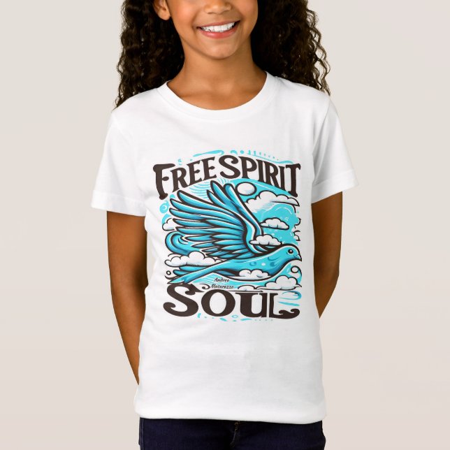 Camiseta Pássaro Céu com Espírito Livre e Alma (Frente)