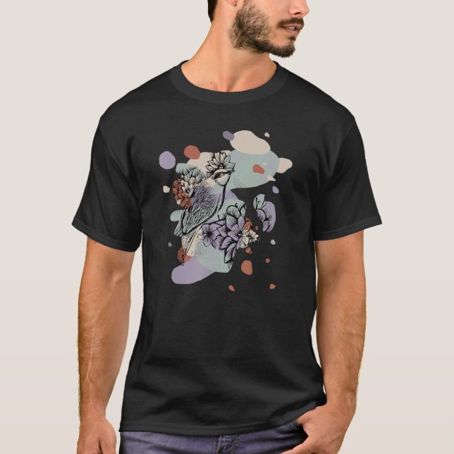 Camiseta pássaro com flores (Frente)