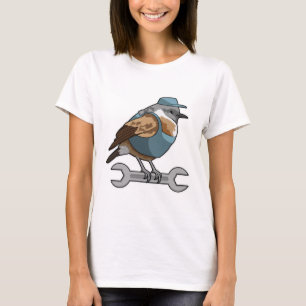 Camiseta Pássaro como artesão com chave inglesa