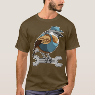 Camiseta Pássaro como artesão com chave inglesa