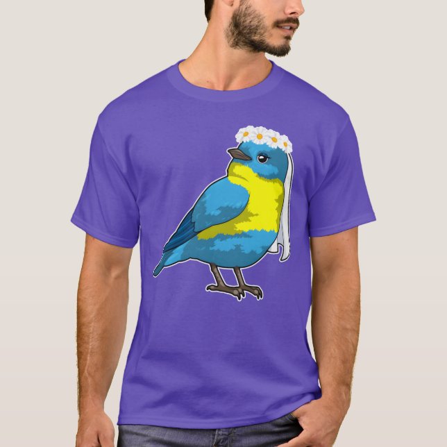 Camiseta Pássaro Como Noiva Com Coroa De Flores (Frente)