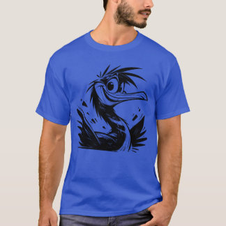 Camiseta Pássaro Corvo Com Olhos Grandes, Garoto Esboço De 
