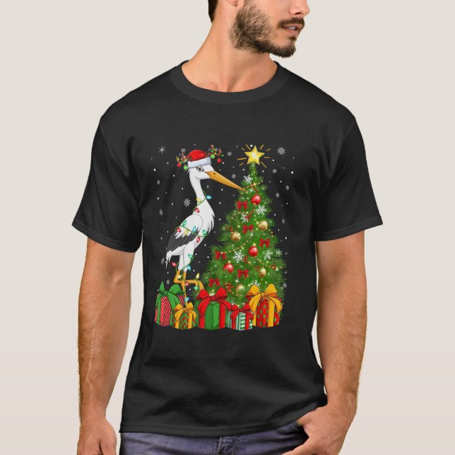 Camiseta Pássaro da Árvore de Natal Iluminando Pássaro da T (Frente)
