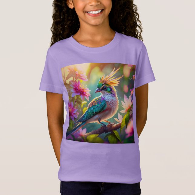 Camiseta Pássaro da Fantasia da Finch com Cabeça Verde Deit (Frente)