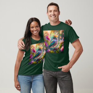 Camiseta Pássaro da Fantasia da Finch com Cabeça Verde Deit