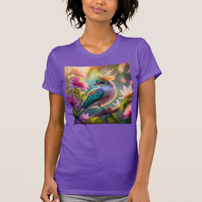 Camiseta Pássaro da Fantasia da Finch com Cabeça Verde Deit (Frente)