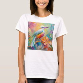 Camiseta Pássaro da fantasia vermelho-rosa-bico