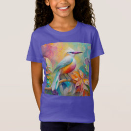 Camiseta Pássaro da fantasia vermelho-rosa-bico