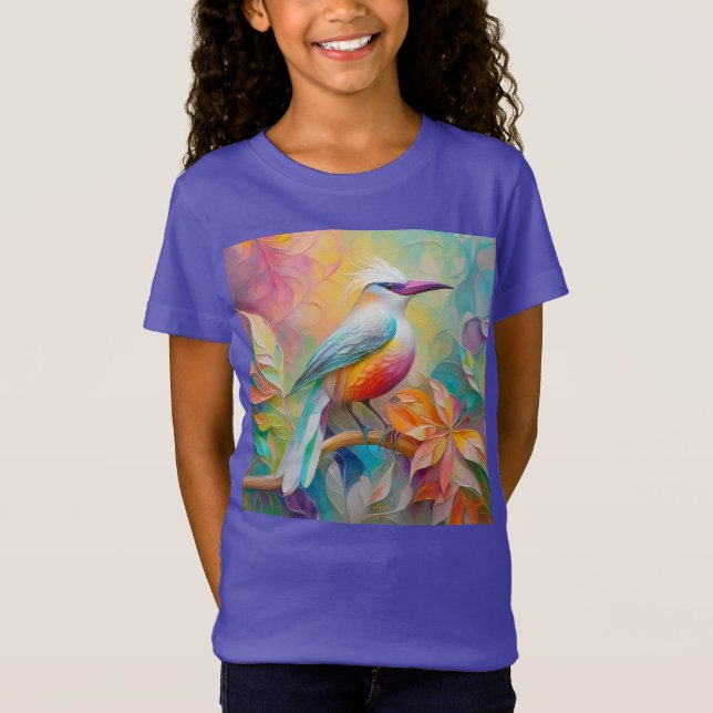 Camiseta Pássaro da fantasia vermelho-rosa-bico (Frente)