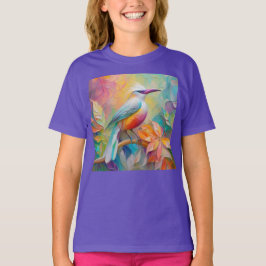 Camiseta Pássaro da fantasia vermelho-rosa-bico