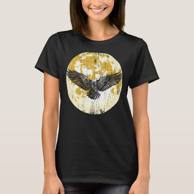 Camiseta Pássaro da Floresta Gótica em Lua Raven Spooky N (Frente)