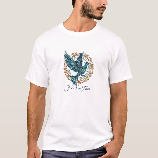 Camiseta Pássaro da Liberdade Inspirador com Entrelaçamento (Frente)