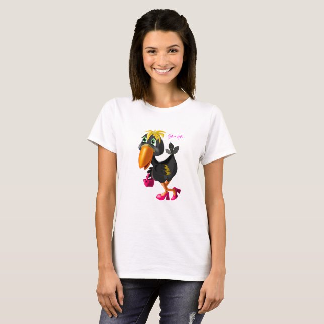 Camiseta Pássaro da Moda - Pintura - Divertido (Frente Completa)