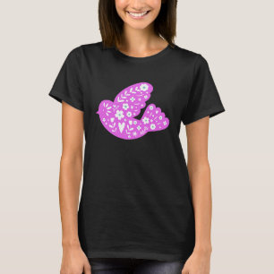 Camiseta Pássaro da Primavera Arte Popular Pombo Símbolo da