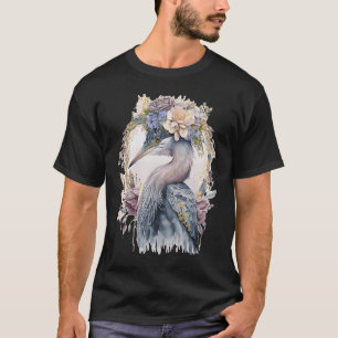 Camiseta Pássaro de Água fresca Herônica Aquarela Vendo Flo