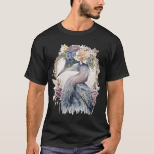 Camiseta Pássaro de Água fresca Herônica Aquarela Vendo Flo