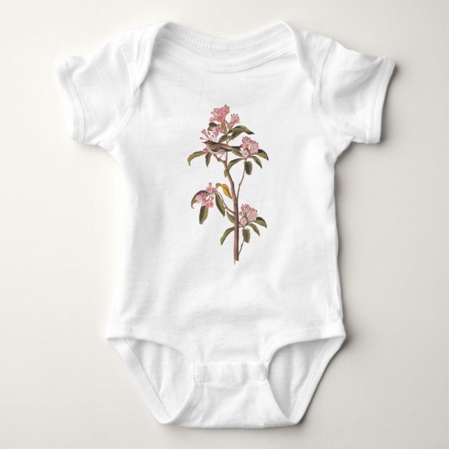 Camiseta Pássaro de Audubon Kinglet Cuvier na Flor Rosa (Frente)