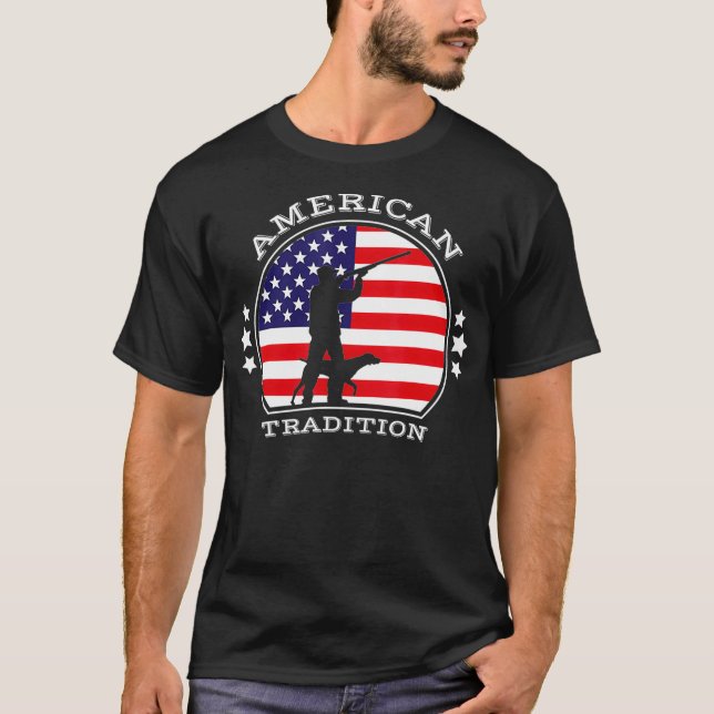 Camiseta Pássaro de Caça Patriótico Americano Clássico (Frente)