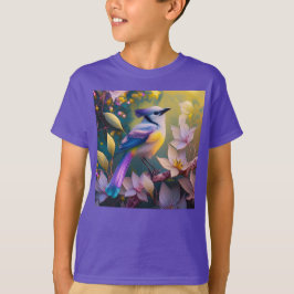 Camiseta Pássaro de Fantasia Amarelo Violet Tufado