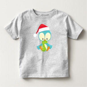 Camiseta Pássaro de Natal, Pássaro com chapéu, Pássaro com