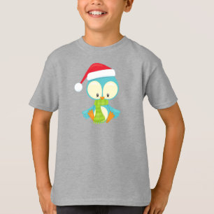 Camiseta Pássaro de Natal, Pássaro com chapéu, Pássaro com