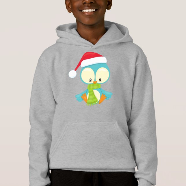 Camiseta Pássaro de Natal, Pássaro com chapéu, Pássaro com  (Frente)