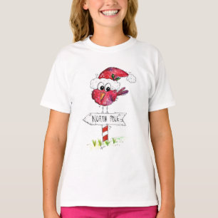 Camiseta Pássaro de Natal Vermelho Whimsic