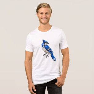 Camiseta Pássaro de Origami Blue Jay Arte Minimalista em Pa