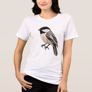 Camiseta Pássaro de Origami de Chapim-de-cabeça-preta Papel
