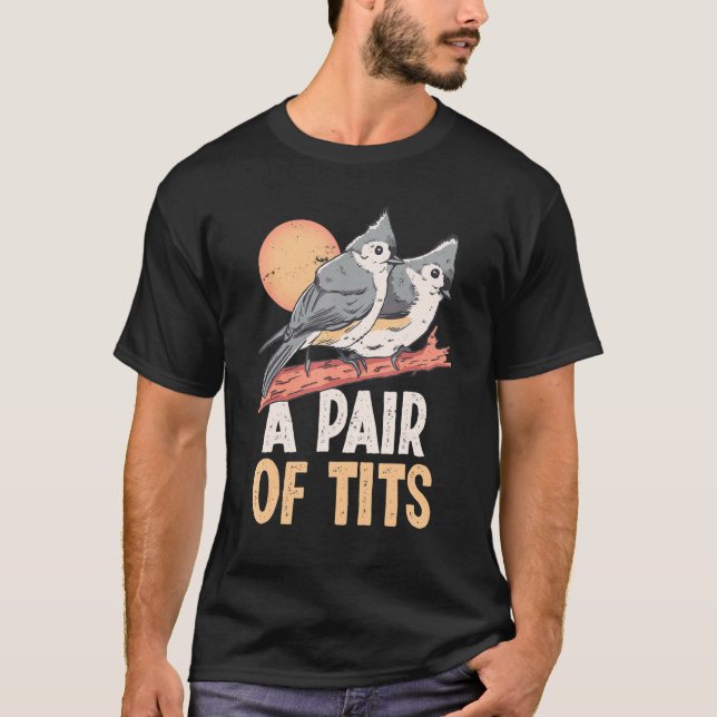 Camiseta Pássaro de Ornitologia do Titmouse Tufado (Frente)