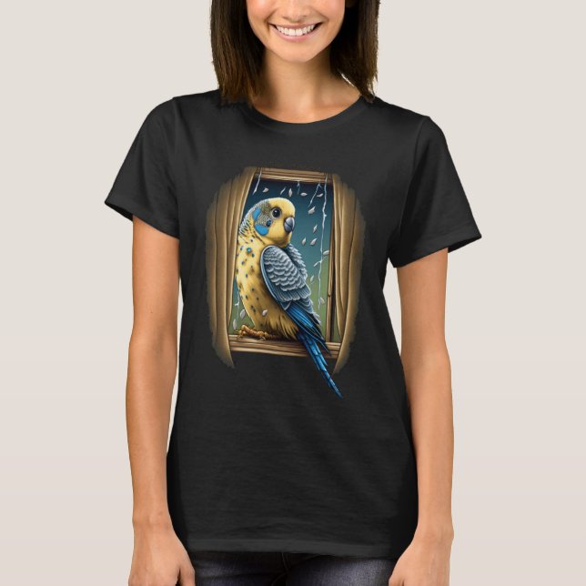 Camiseta Pássaro de Pássaro do Pássaro Bugerigar do Orçamen (Frente)