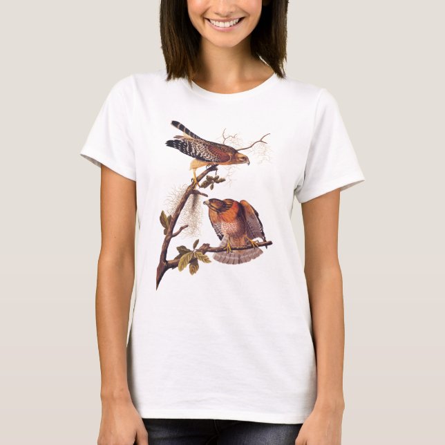 Camiseta Pássaro de Preia ruivo Hawk Audubon (Frente)