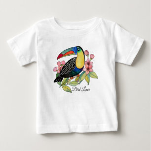 Camiseta Pássaro de Toucan da aguarela com flores