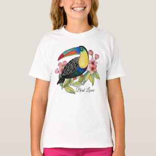 Camiseta Pássaro de Toucan da aguarela com flores