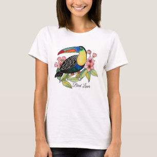 Camiseta Pássaro de Toucan da aguarela com flores