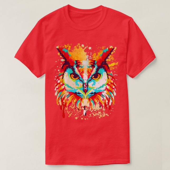 Camiseta Pássaro Design de Coruja com Cor de Água (Frente do Design)
