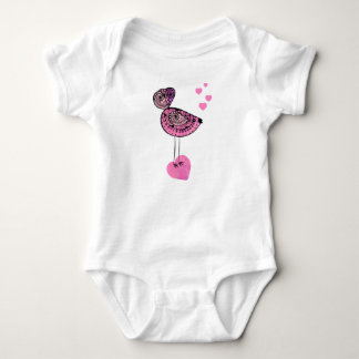 Camiseta Pássaro do amor do rosa do equipamento do bebê