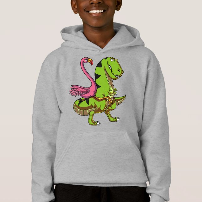 Camiseta Pássaro do flamingo que monta o dinossauro de (Frente)