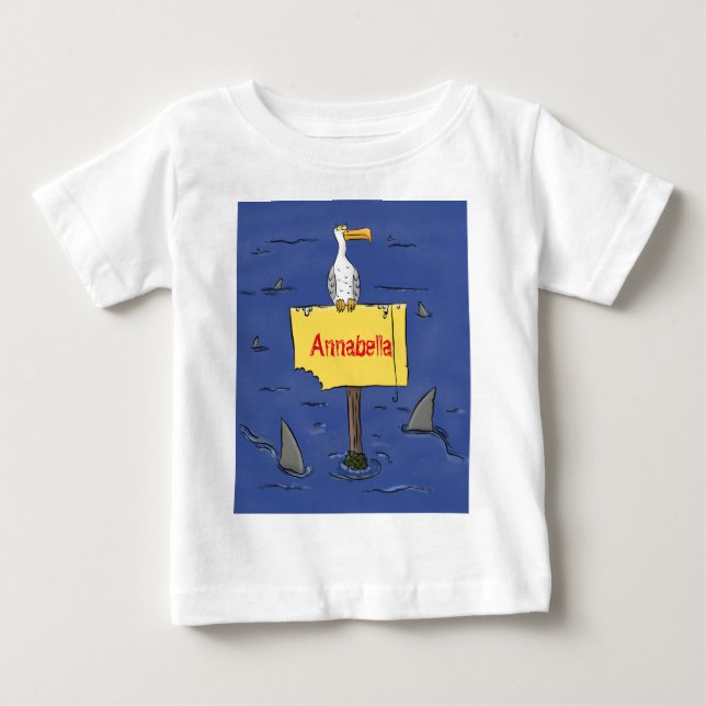 Camiseta Pássaro-do-mar engraçado circulado por desenhos an (Frente)