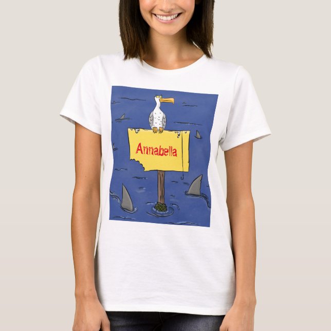 Camiseta Pássaro-do-mar engraçado circulado por desenhos an (Frente)