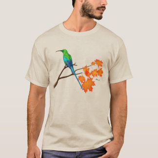 Camiseta Pássaro-do-mato-pastel num galho de carapaça.