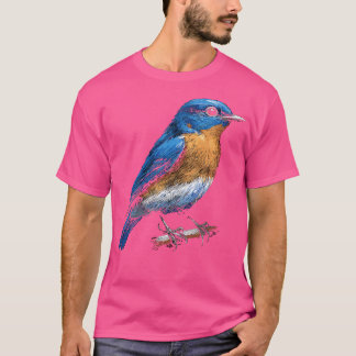Camiseta Pássaro-do-quintal bonito illustr pássaro azul ori